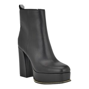 Nine West Black Platform Block Heel Ankle Boots Brand New